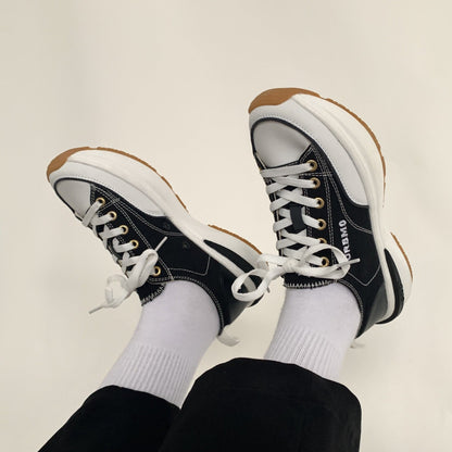 Low-top Women Single Shoes Thick-soled Candy Color Flats Female Canvas Shoes  Spring Summer Platform Lady Sneaker