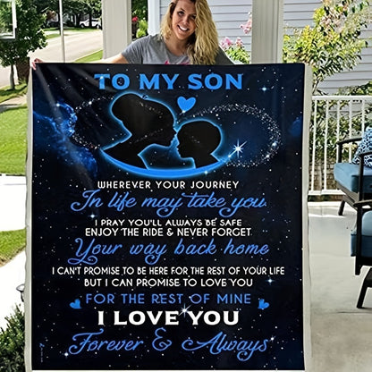 1pc Cozy Flannel Blanket - Soft, Warm, and Gentle Throw for Couch, Bed, Sofa - Heartfelt Gift from Mother to Son