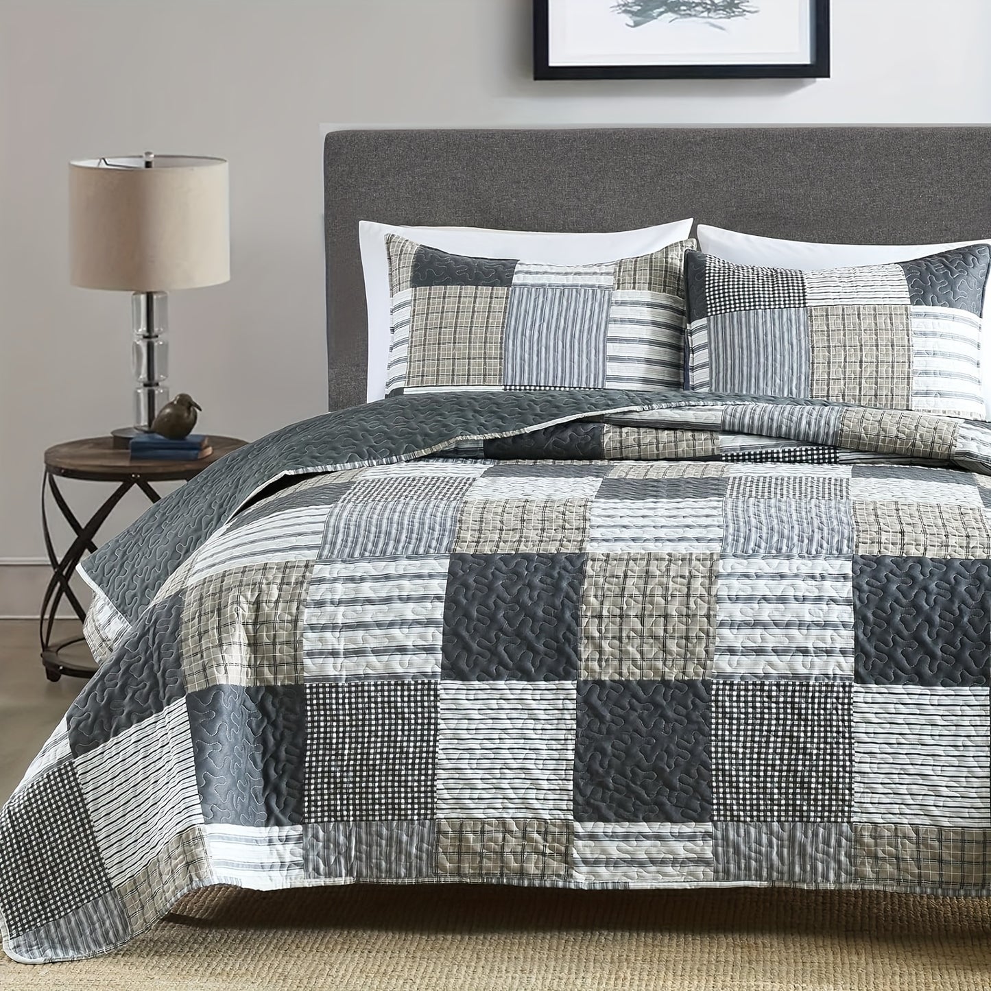 3pcs Luxury Floral Bedspread Set - Soft, Breathable, Comfortable, Elegant Stitching Pattern - Perfect for Bedroom, Dorm Room, and Guest Room