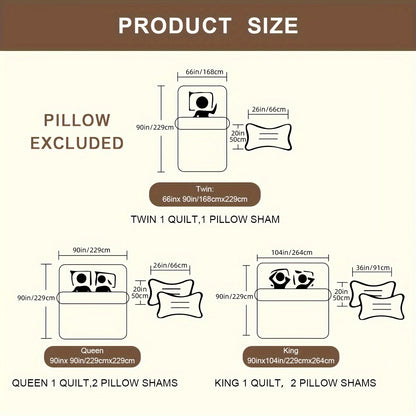 2/3pcs Floral Patchwork Quilt Set - Stylish Patch Design, Ultra-Soft & Breathable, Freshly Chic, Perfect for All Seasons, Includes Quilt & Pillowcases, Ideal for Dorms, Hotels, Bedrooms