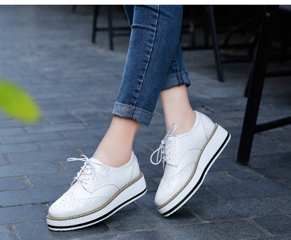 Spring Autumn Flat Oxford Shoes For Women Platform Shoes Woman Brogue Patent Leather Flats Lace Up Women Shoes Female