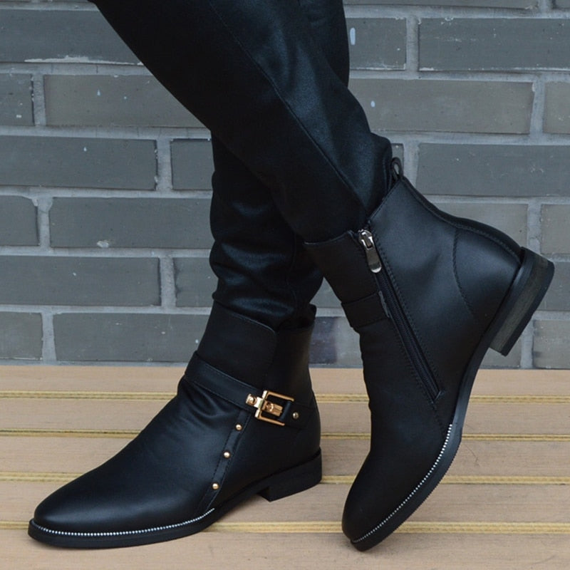 xiangtuibao New Fashion Men Boots Genuine Leather Men's British Autumn Winter Warm Plush Ankle Boots Man Casual shoes Zapatos man hombre