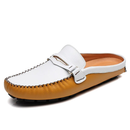 xiangtuibao Men's Shoes Casual Leather Lofer Shoes Light Breathable Half Shoes For Men Classic Male Slip on Flats Soft Loafers Man BIg Size