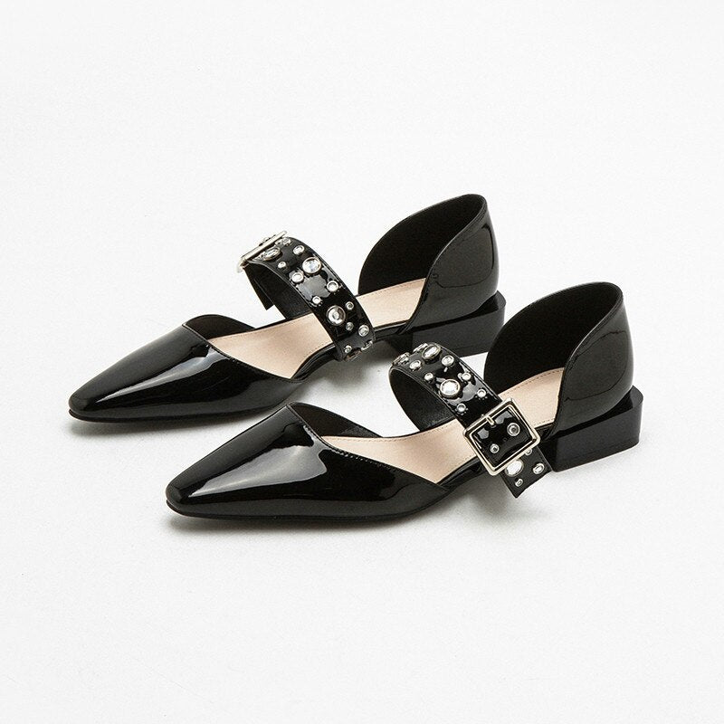 xiangtuibao Summer Crystal Diamond Bling Women Pumps Buckle Pointed Toe High Heels Spike High Heels Mules Slippers Party Shoes