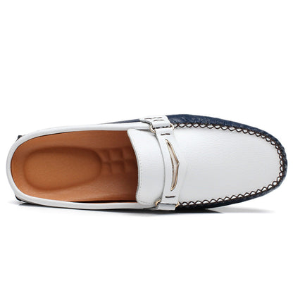 xiangtuibao Men's Shoes Casual Leather Lofer Shoes Light Breathable Half Shoes For Men Classic Male Slip on Flats Soft Loafers Man BIg Size