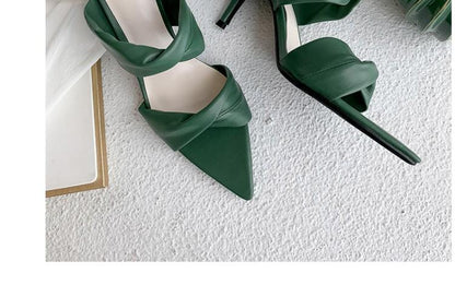 xiangtuibao New Summer Women's High Heel Thin Heeled Slippers Open Toe Fashion Outer Wear Slippers