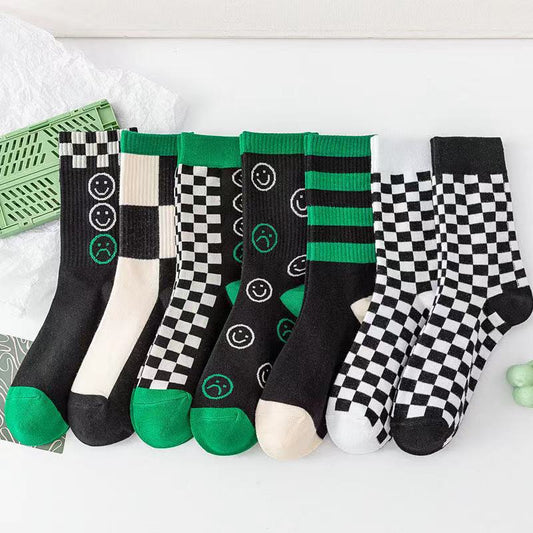 xiangtuibao Women Socks Autumn New Socks Fashion Lattice Cotton Preppy Style Happy Casual Deodorant Socks Female Socks High Quality Fashion