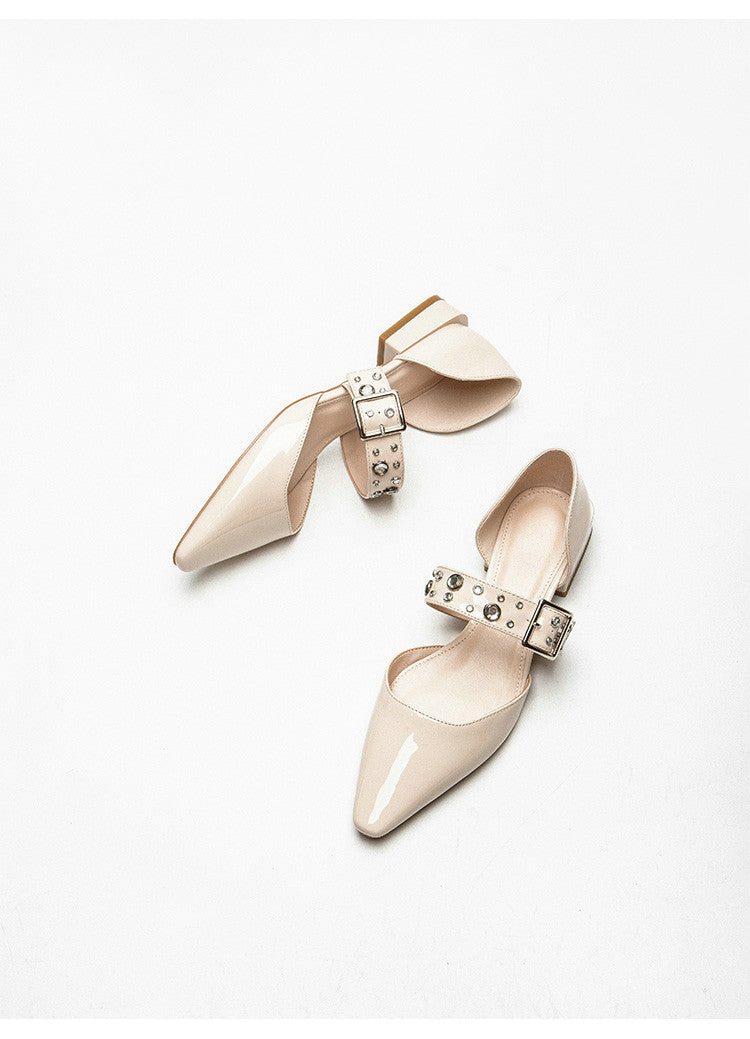 xiangtuibao Summer Crystal Diamond Bling Women Pumps Buckle Pointed Toe High Heels Spike High Heels Mules Slippers Party Shoes