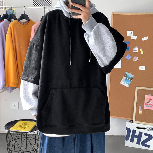 xiangtuibao Autumn Hoodies Men's Fashion Contrast Color Casual Hooded Sweatshirt Men Streetwear Hip-hop Loose Pullover Hoodie Mens M-5XL