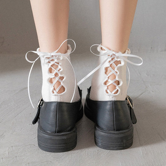 xiangtuibao Sweet Lolita Women Socks Bandage Socks Woman Girls Japan Long Socks Ankle Dress Streetwear Calcetines Media