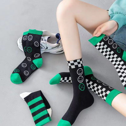 xiangtuibao Women Socks Autumn New Socks Fashion Lattice Cotton Preppy Style Happy Casual Deodorant Socks Female Socks High Quality Fashion