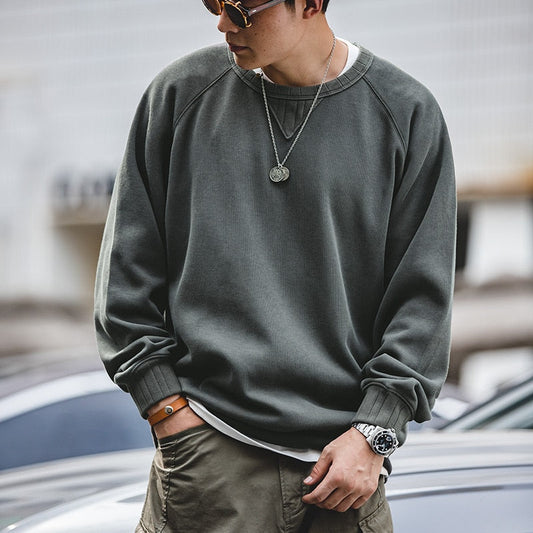 xiangtuibao Vintage Men's Hoodies Sweatshirt Oversize Male Loose Cotton Solid Thicken Warm Sweatshirts Casual Knitting Hoodied Clothes