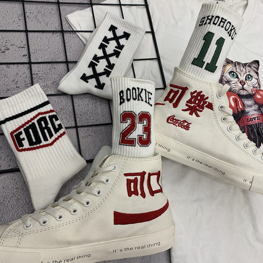 xiangtuibao Trends high quality fashion socks Man Women's sports Cotton basketball pattern happy  sales digital Pair socks