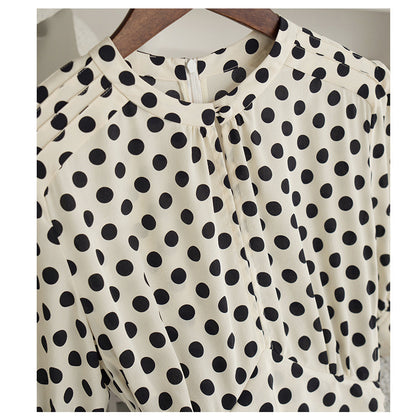2025 Skinny style~ Polka dot waist silk dress,  mulberry silk skirt, Hangzhou high-end women's clothing medium and long style