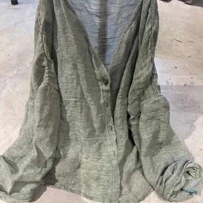 2025    24/5 SN59 Yaya, casual solid color long-sleeved sand-washed ramie cardigan