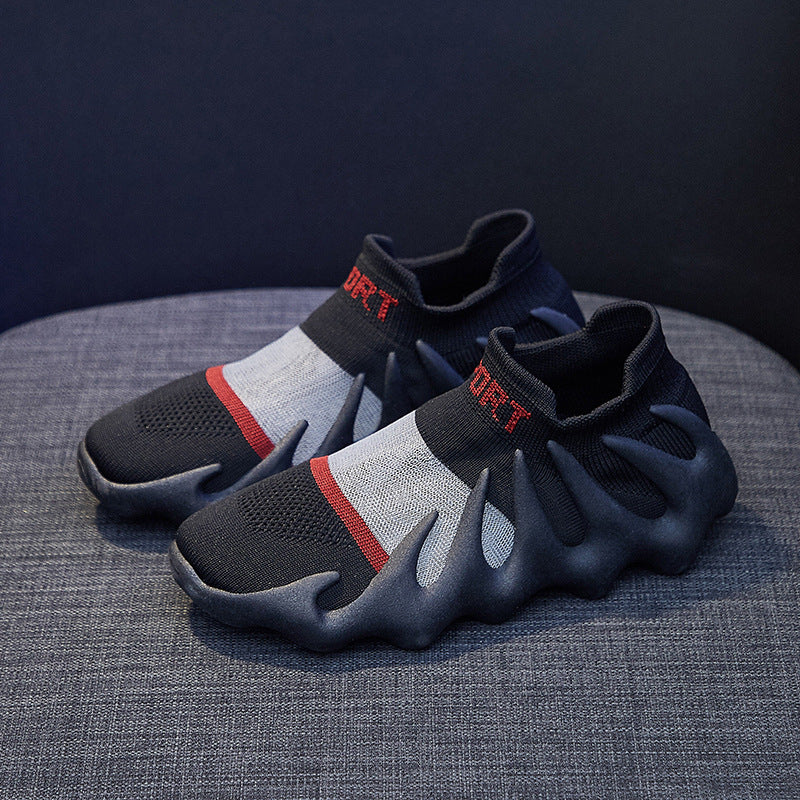2025  ins mesh breathable socks shoes women's  summer new Korean version flying woven Xiaolongbao running casual shoes 450-11