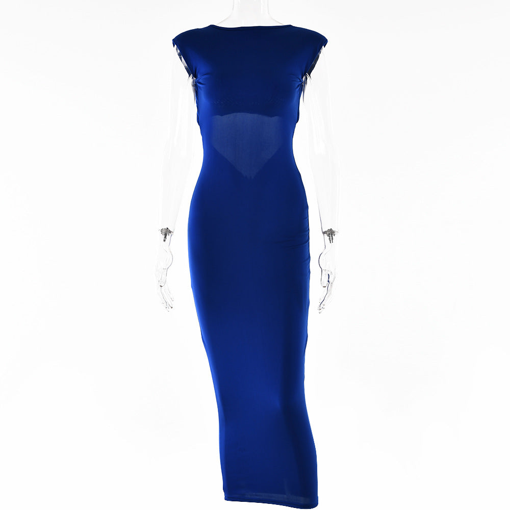 2025 New women's clothing sexy tight backless hollow design long dress street hipster temperament waist dress summer
