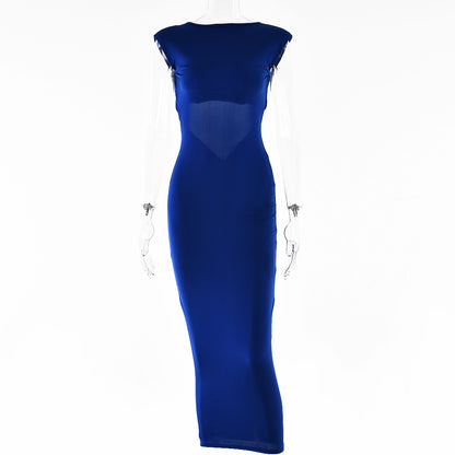 2025 New women's clothing sexy tight backless hollow design long dress street hipster temperament waist dress summer