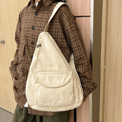 XIANGTUIBAO Women's Chest Bag Japanese Style Harajuku Canvas Bag Shoulder Messenger Bag Ins Simple Large Capacity Men's Hong Kong Style Waist Bag Fashion