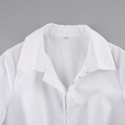 2025 autumn clothes on the new white polo shirt skirt  commuting thin waist long sleeve dress Popular trade women's clothing