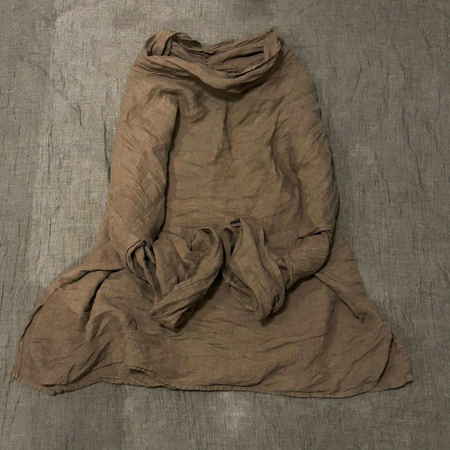 2025    23/9/Original/Literary retro turtleneck washed linen loose shoulder pullover