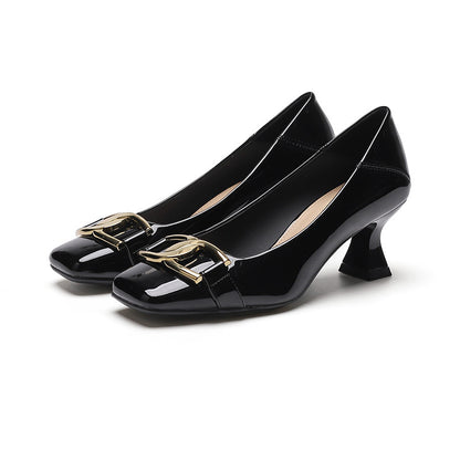 2025 6388-5 square head high heels women's new not tired feet wedding shoes 2025 autumn  light mouth stiletto single shoes women
