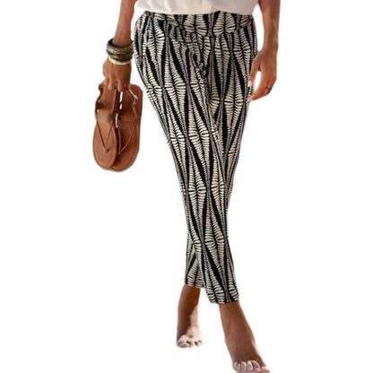 xiangtuibao Women's Casual Trousers Foreign Trade Popular Style Printed Trousers Street Fashion Straight Pants Casual Women Factory Direct Sales