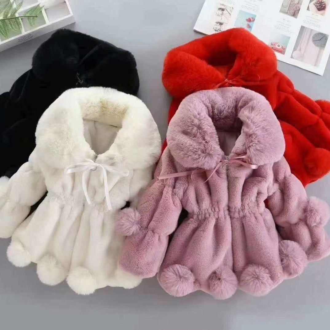 New plush warm winter thickened soft imitation rabbit hair girls small and medium children's hair sweater   explosion