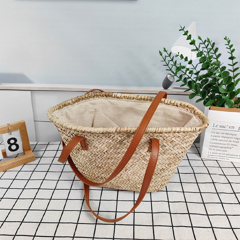 XIANGTUIBAO Straw Bag Ins Style Hand-Woven Large Capacity Hand Holding Crossbody Seaside Vacation Beach Bag Cross-Border One Piece Dropshipping