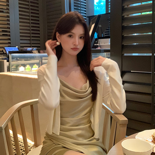 2025 Thirteen Lines popular Autumn New Korean Edition ins Solid Color Knitted Cardigan Versatile Sunscreen Blouse 25087