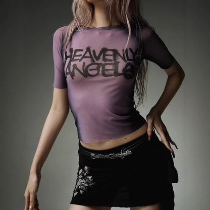 summer new women's clothing n sexy sweet and spicy style perspective printing sexy slim short seamless top women