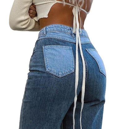2025 2025 New Popular trade new  new street hip-hop contrasting color splicing casual jeans