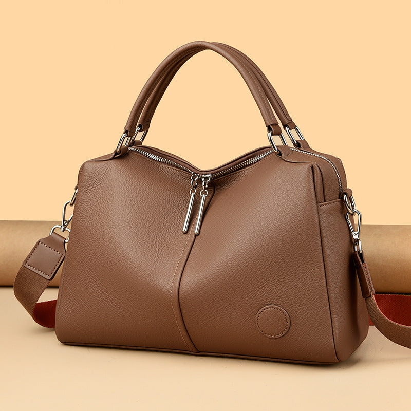 2025 Leather bag autumn women's popular new fashion temperament handbag high sense large capacity niche messenger bag women