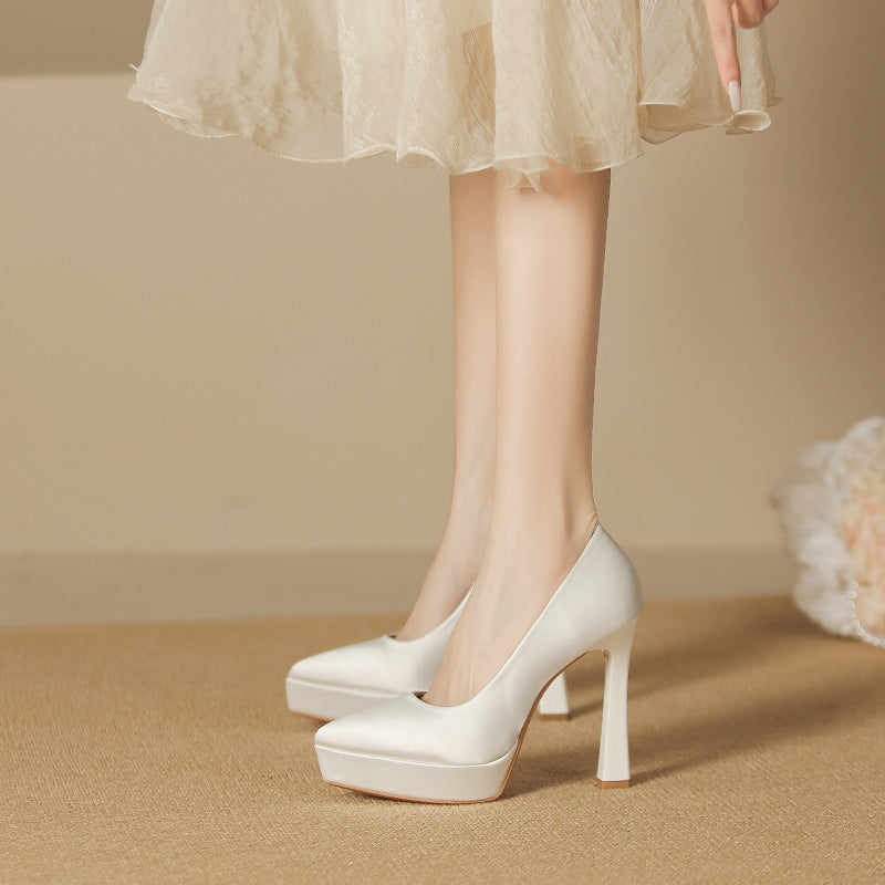 2025 125-3 Sexy waterproof table pointed head thin heel high heels women's 2025 women's winter not tired feet suede super high heel single shoes