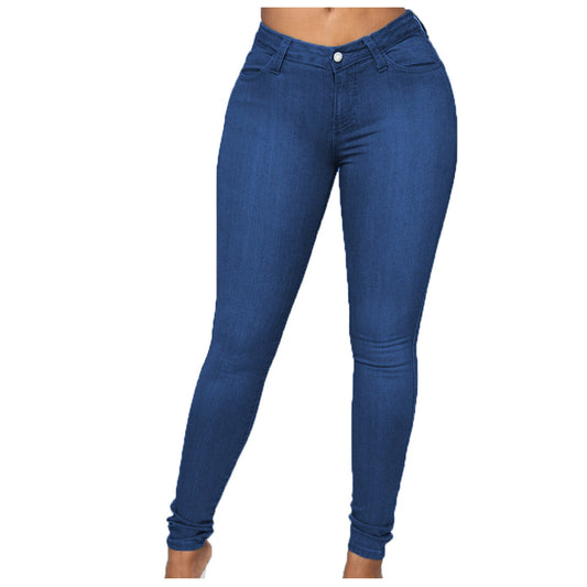 2025 2025 Popular trade New supply Slim fashion denim trousers women
