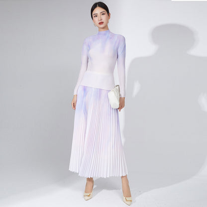 2025 Fashion pleated suit women's autumn clothing high-quality two-piece set processing custom-made 2025 Popular trade big-name women's clothing foundry