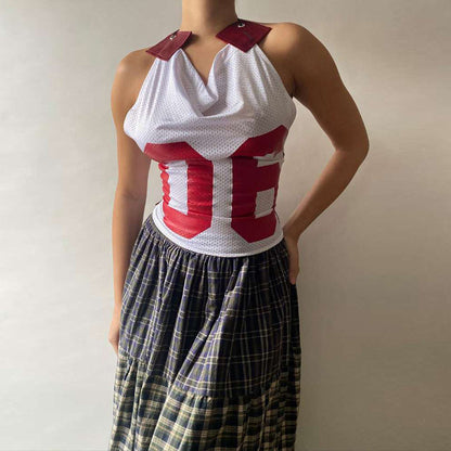 popular summer new women's clothing personalized fried street Spice Girls slim backless lace-up small sling vest