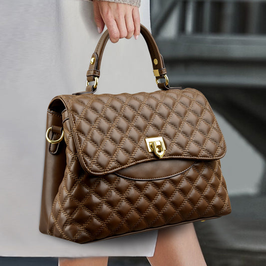 2025 Bag Autumn Women's popular Rhombus Embroidery Thread Bag Fashion Temperament Handbag Atmospheric Middle-aged Mom Bag One piece is sent on behalf of others