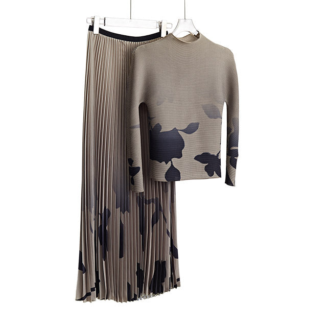 2025 Fashion pleated suit women's autumn clothing high-quality two-piece set processing custom-made 2025 Popular trade big-name women's clothing foundry