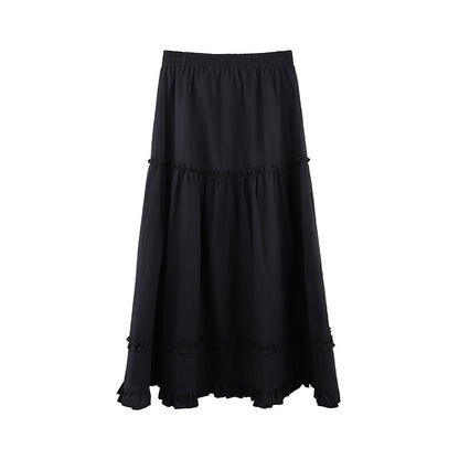 2025 THE MIND fungus lace white big swing skirt 2025 summer new elastic waist versatile A-shaped skirt 002AX