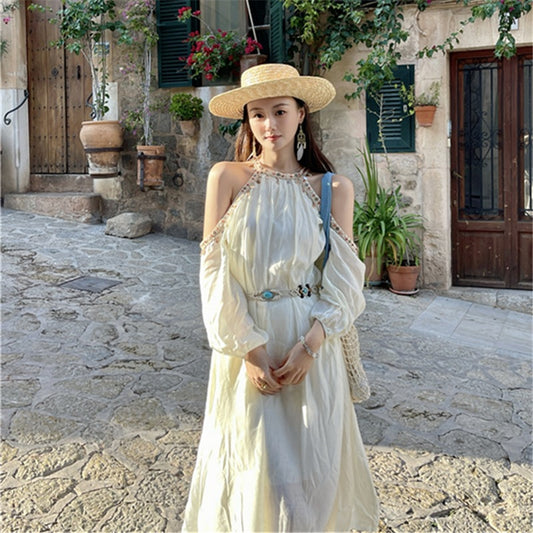 2025 Bohemian ethnic style seaside vacation dress children coffee break  Xinjiang travel wear temperament dress