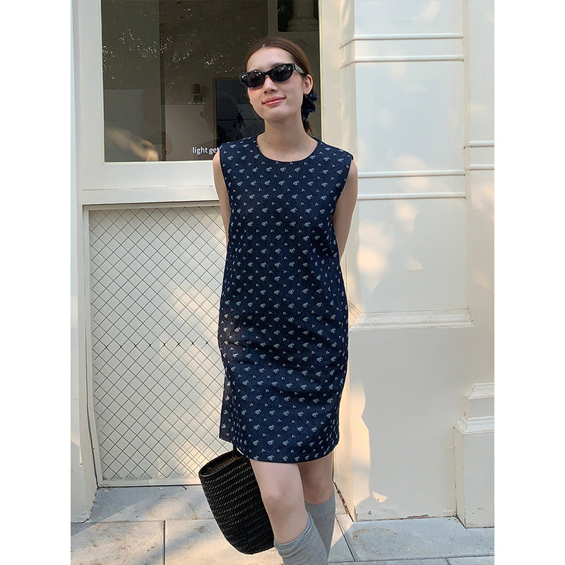 2025 THE MIND floral age-reducing vest skirt 2025 thirteen lines summer new Korean sleeveless dress 0053AX