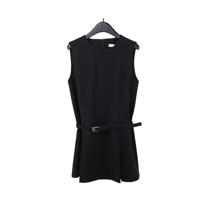 2025 THE MIND high-end simple dress 2025 summer new product with belt and thin sleeveless skirt T235