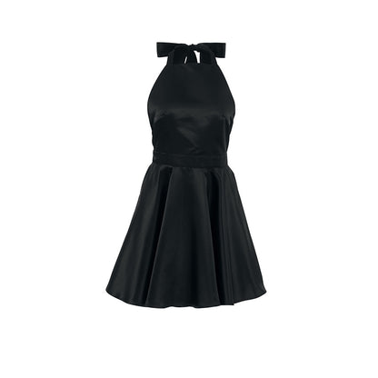2025 sexy black high waist sleeveless neck dress   new spring fashion wholesale short skirt women