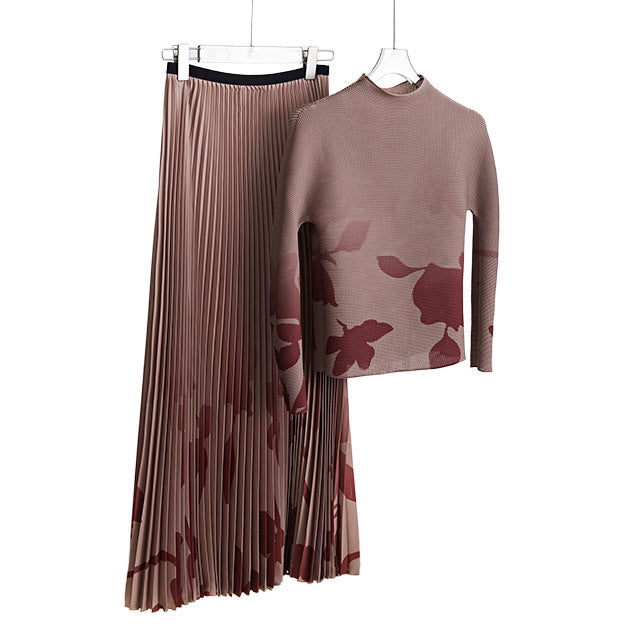 2025 Fashion pleated suit women's autumn clothing high-quality two-piece set processing custom-made 2025 Popular trade big-name women's clothing foundry