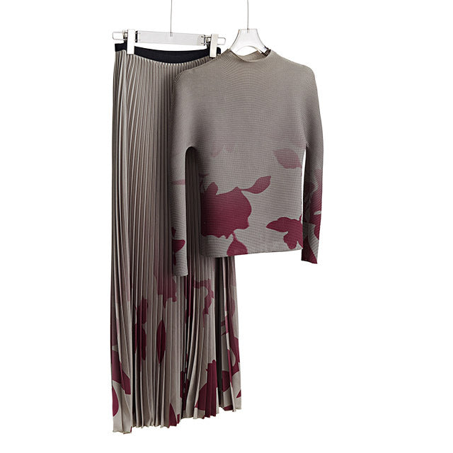 2025 Fashion pleated suit women's autumn clothing high-quality two-piece set processing custom-made 2025 Popular trade big-name women's clothing foundry