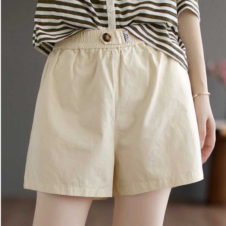 xiangtuibao Summer Pure Cotton Short Casual Pants Women's New Loose Slimming Wide-Leg Pants plus Oversized Girls Outer Wear Elastic Waist Shorts
