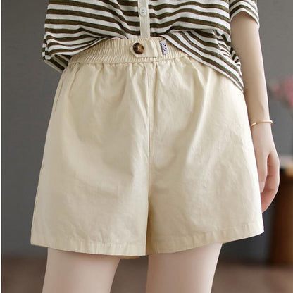 xiangtuibao Summer Pure Cotton Short Casual Pants Women's New Loose Slimming Wide-Leg Pants plus Oversized Girls Outer Wear Elastic Waist Shorts