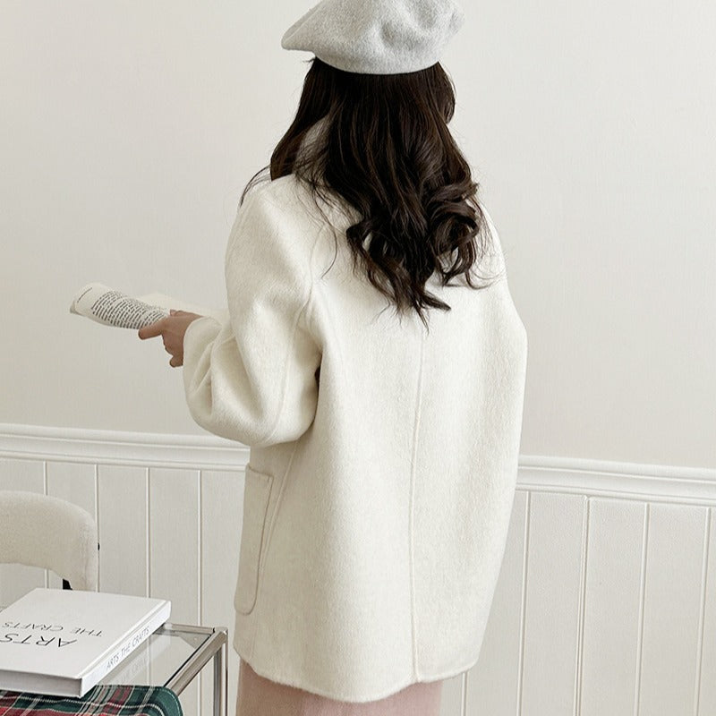 2025 Fox hair can be removed from the new Chinese buckle diagonal buckle, double-sided wool jacket woolen coat women's new autumn and winter models