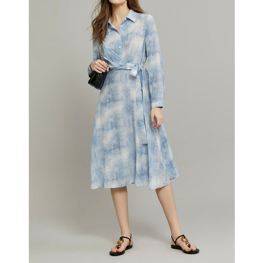 2025 silk shirt skirt, high-end mulberry silk dress, heavy  women's clothing new summer medium and long models
